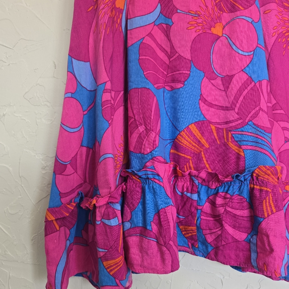 Tuckernuck Cameran Eubanks Linen Pink Blue Floral Wild Azalea Edisto Dress, L - Picture 5 of 11